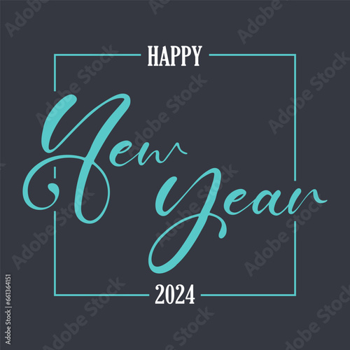 Happy New Year background with script text and border design