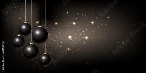 Christmas banner with hanging baubles and sparkling lights design