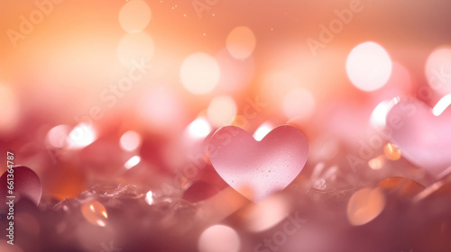 Pink glittery glass hearts. Valentine's Day Background