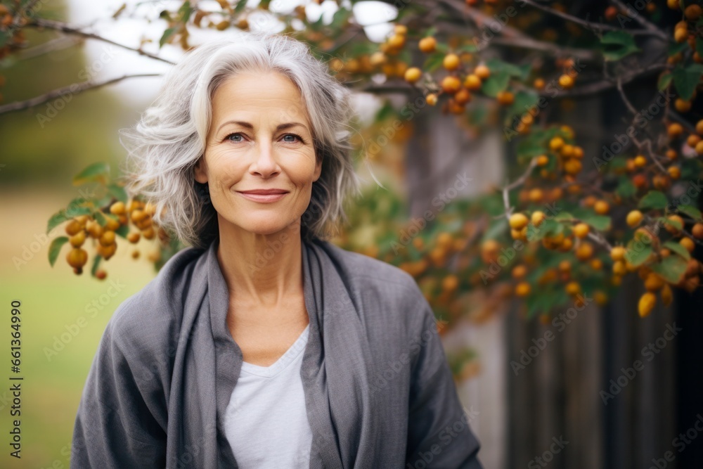 senior woman with grey hair in park senior woman with grey hair in park