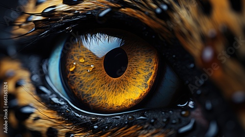 Close-up of a jaguar eye, colourful pattern in the iris photo