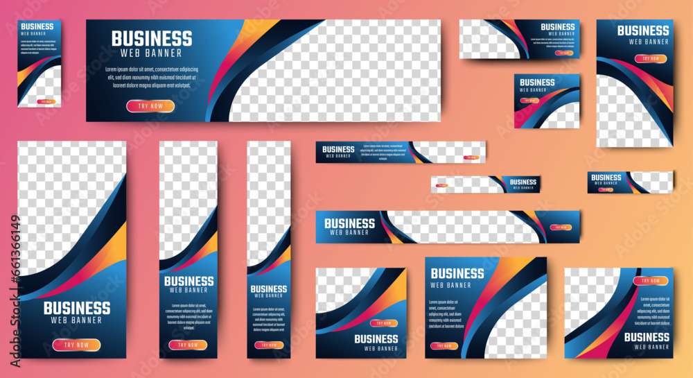 Obraz na plátně Modern banner design web template Set, Horizontal header web banner