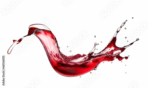 Red wine splash isolated on white background. AI generative