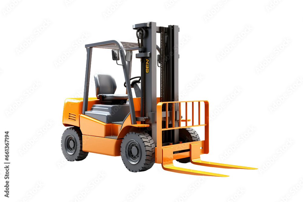Efficient Forklift Machinery Isolated on Transparent Background