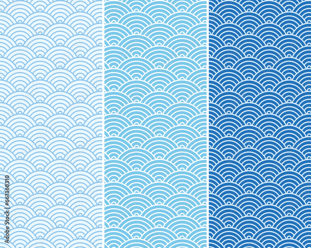 Japanese wave seamless pattern collection Japanese wave seamless pattern collection