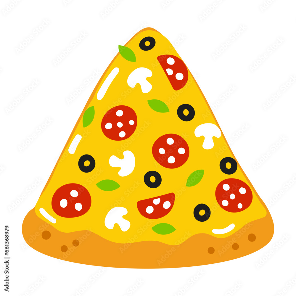 Cute funny Slice of pizza character. Vector hand drawn cartoon kawaii character illustration icon. Isolated on white background. Happy Pizza character concept Cute funny Slice of pizza character. Vector hand drawn cartoon kawaii character illustration icon. Isolated on white background. Happy Pizza character concept