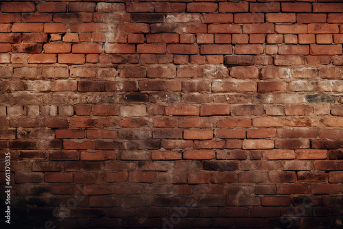 Realistic empty aged brick wall texture, background wallpaper for videos with Generative AI