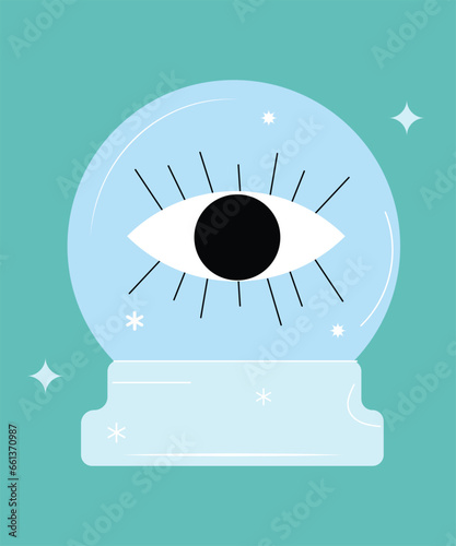 Halloween Crystal Ball with Eye Vector Artwork