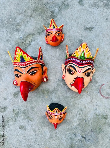 Famous mask making culture of Majuli , mask images from different angles 