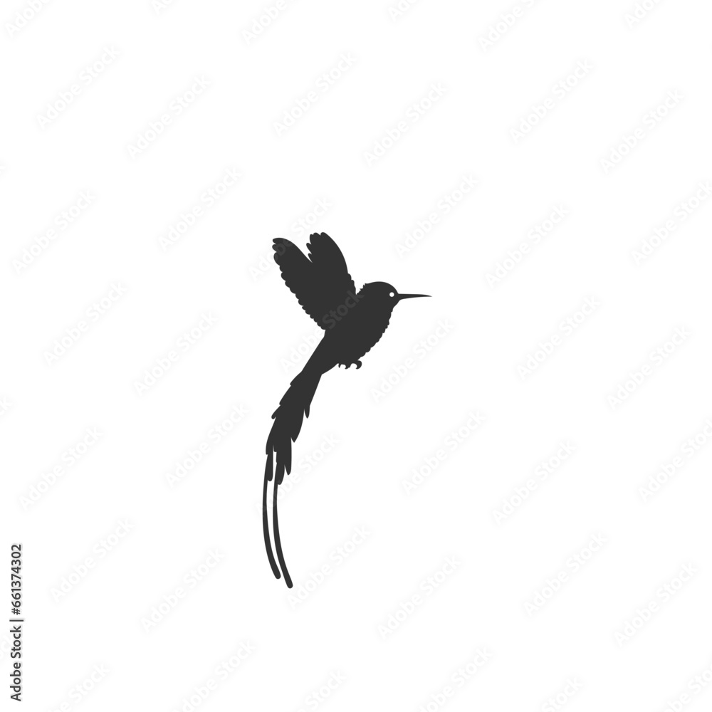 Obraz premium Flying hummingbird icon flat sign vector. Colibri icon