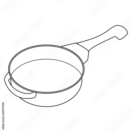 frying pan line vector illustration