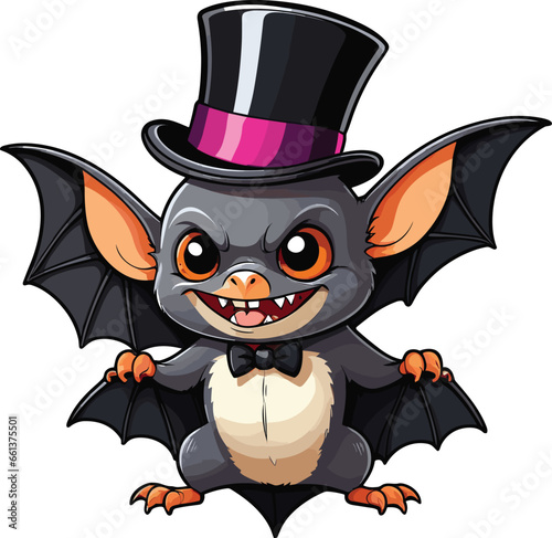 Vector illustration of a cartoon Halloween bat on a white background