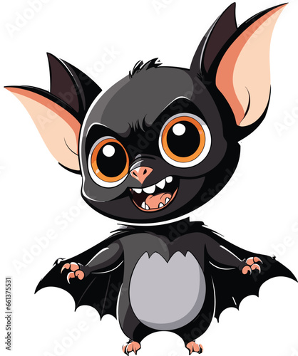 Vector illustration of a cartoon Halloween bat on a white background © Wirestock