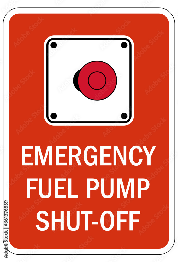 Gas shut off sign and labels emergency fuel shut off Gas shut off sign and labels emergency fuel shut off