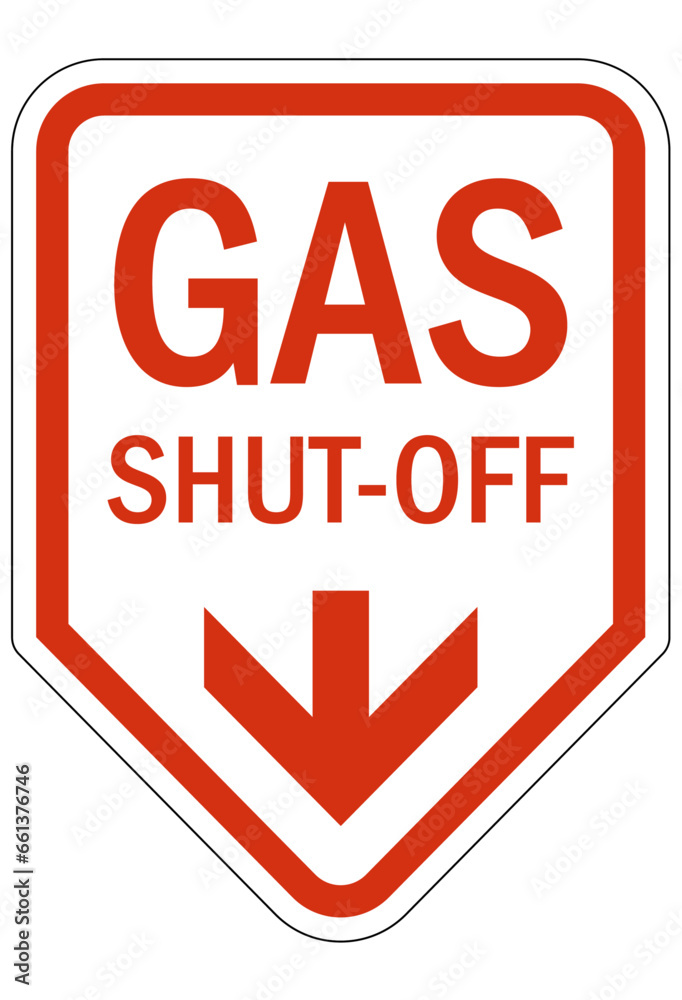 Gas shut off sign and labels Gas shut off sign and labels