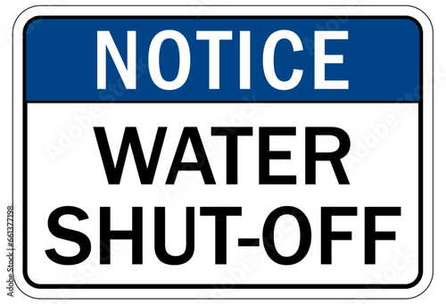 Water shut off sign and labels