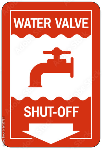 Water shut off sign and labels