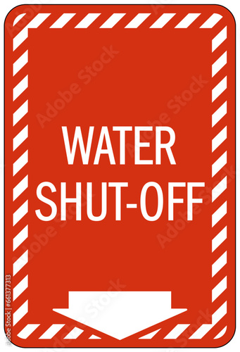 Water shut off sign and labels