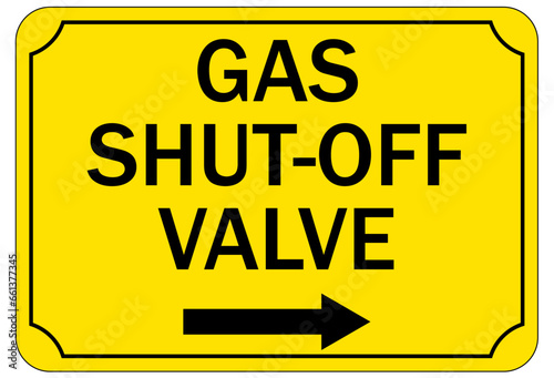 Gas shut off sign and labels gas shut off valve