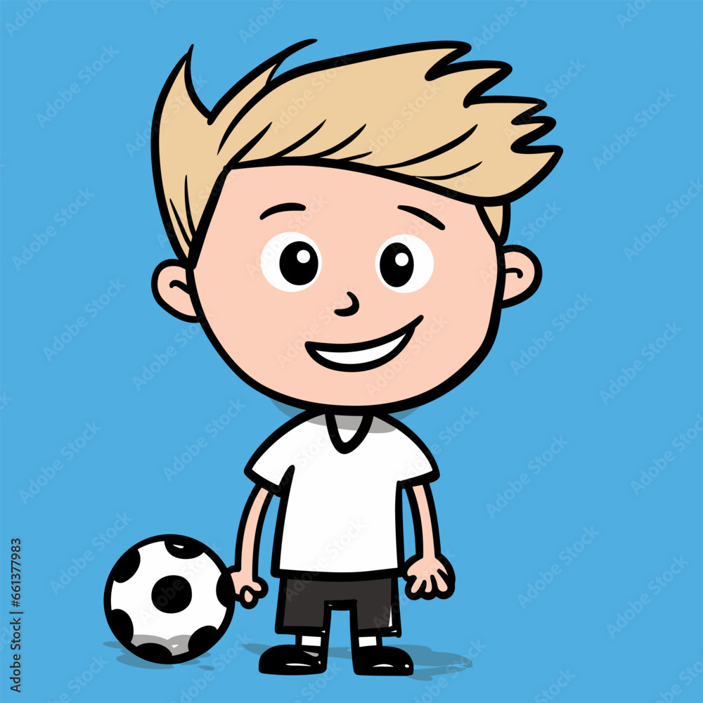 Soccer player hand-drawn comic illustration. Football player. Vector doodle style cartoon illustration Soccer player hand-drawn comic illustration. Football player. Vector doodle style cartoon illustration