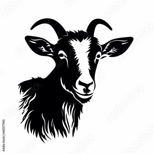 Goat black icon on white background. Goat silhouette © B-design