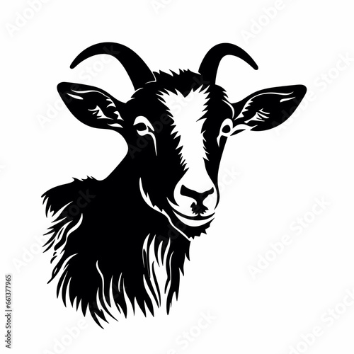 Goat black icon on white background. Goat silhouette