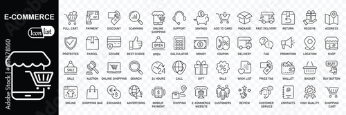 E-Commerce icons set. Online shopping icons for web and mobile app . Outline stroke icons.
