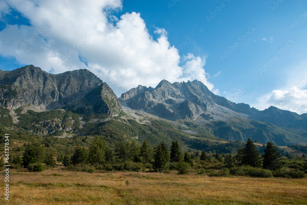 Fototapeta premium Passo del Tonale in Trentino, a tourist town for winter sports