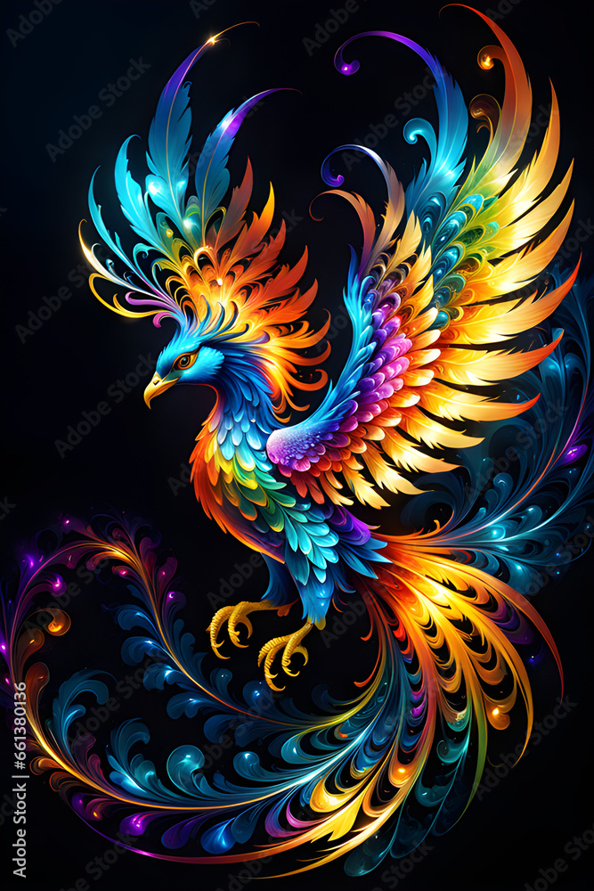 abstract colorful Phoenix Art. Grnerative AI