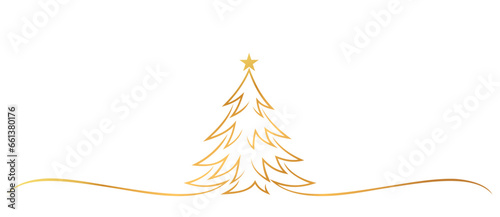 golden christmas tree line art style. element vector eps 10