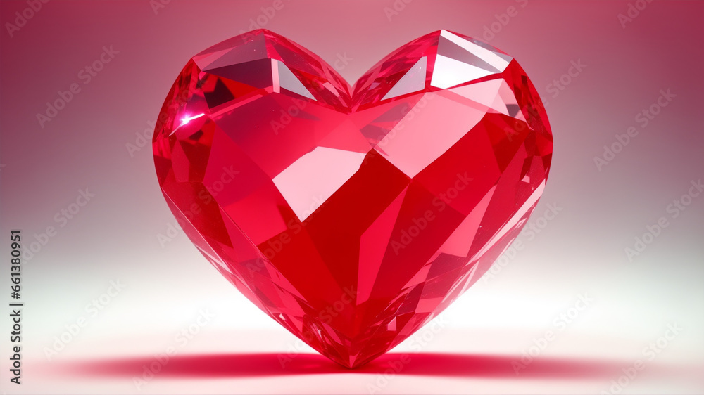 A brilliant ruby gemstone cut in the shape of a heart on a clean background A brilliant ruby gemstone cut in the shape of a heart on a clean background