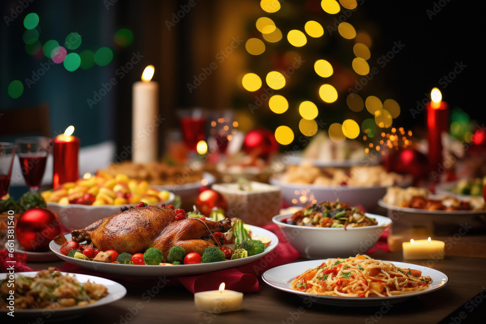 Concept of dinner and eating on Christmas festival