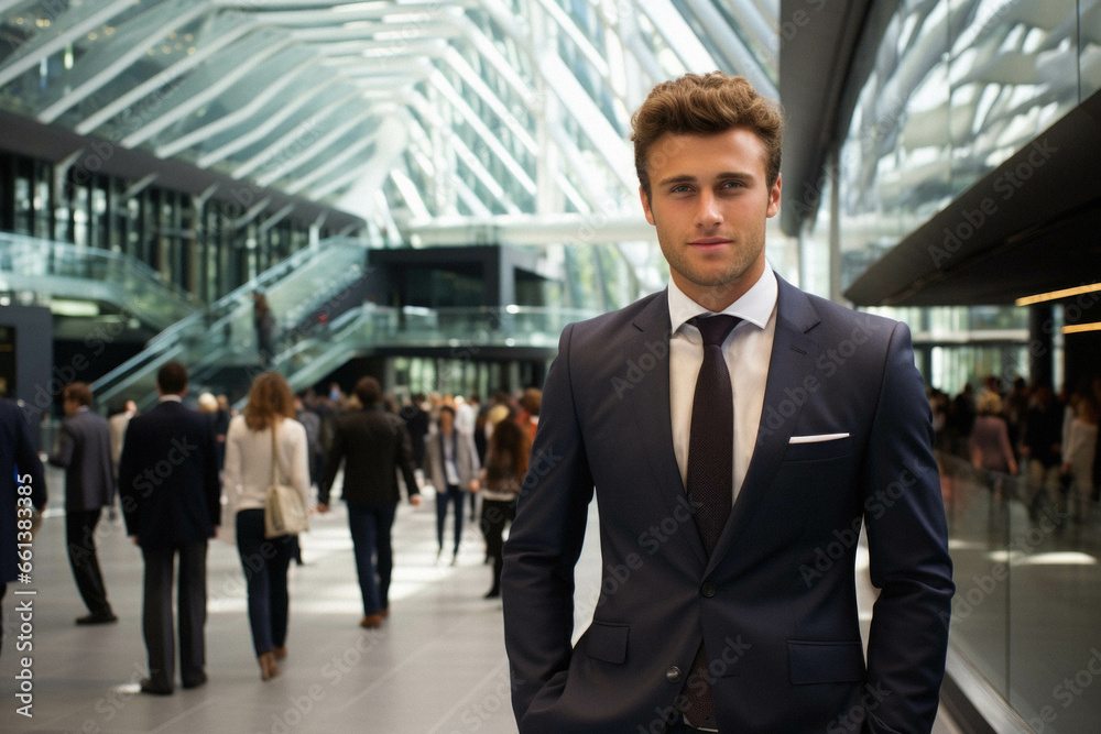 Portrait of a young businessman in an urban environment.