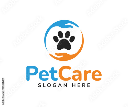 Pet care logo design. Animal care Logo design template