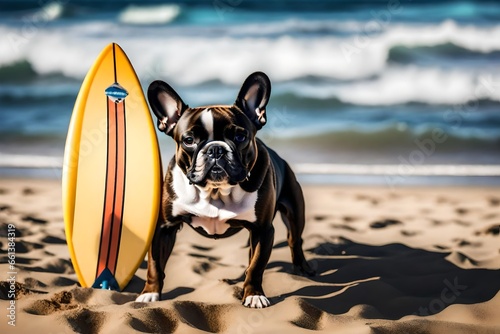 dog with surf board © Alisha