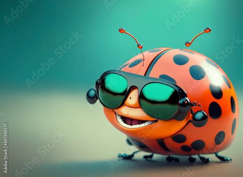 Smiley ladybug with sunglasses
