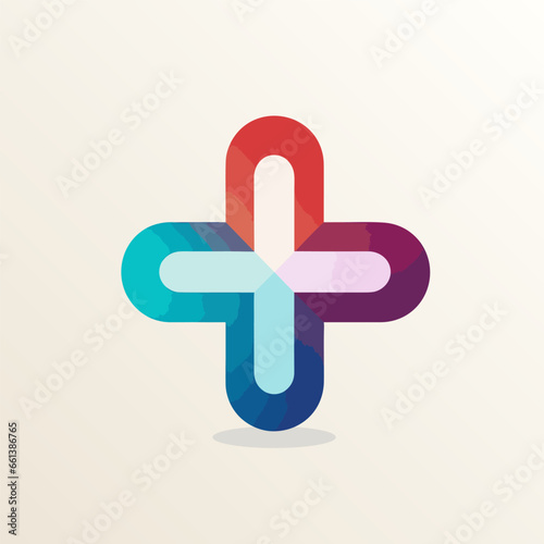 Urgent care center filled gradient logo. Personalized medicine. Health insurance. Medical cross. Design element. Created with artificial intelligence. Ai art for corporate branding, clinical lab