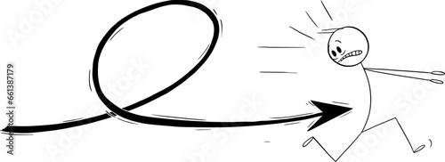 Businessman and Volatile Market, Vector Cartoon Stick Figure Illustration