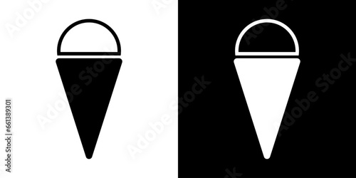 Ice cream line sign. Waffle cup ice cream illustration. Vector icon frozen dessert.