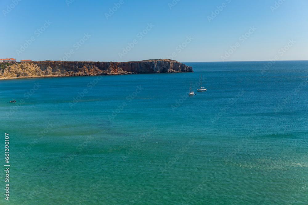 Boats in the bay in Sagres