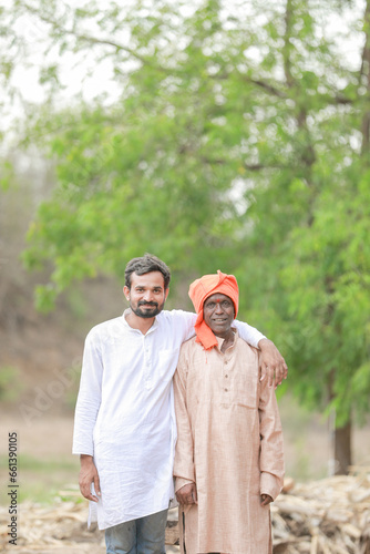 Group of two Indian male farmer, happy and funny farmers