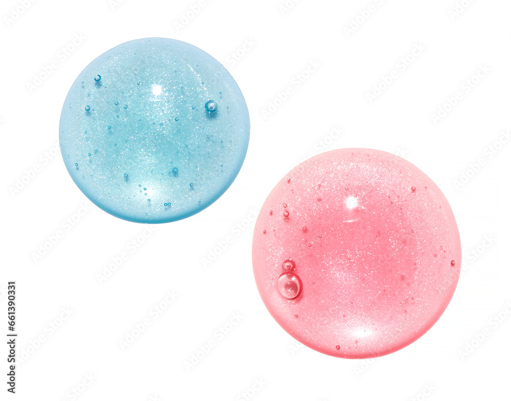Pink and blue lip gloss texture isolated on white background. Smudged cosmetic product smear. Makup swatch product sample Pink and blue lip gloss texture isolated on white background. Smudged cosmetic product smear. Makup swatch product sample