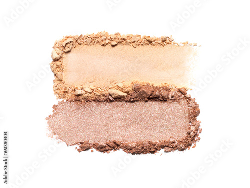 Photography Beige and brown eye shadow texture swipe isolated on white background