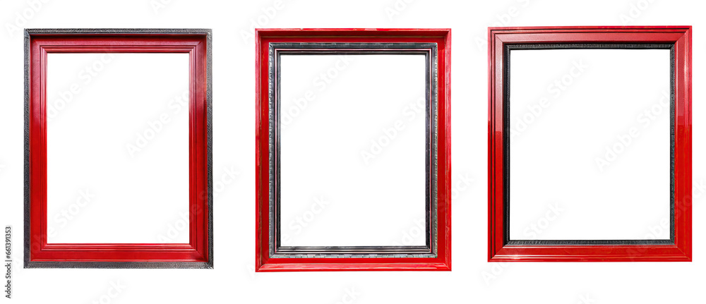 Collection of simple red thin metal picture frame borders for modern