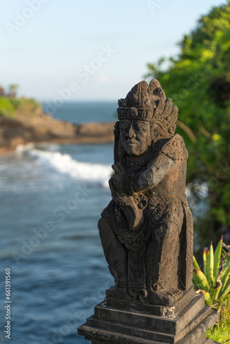 sculptures of diferents gods in tana lot indonesia hindu