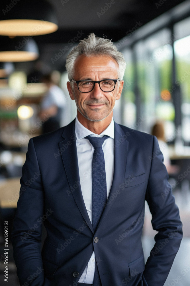 Portrait of handsome older businessman in modern suit. Portrait of handsome older businessman in modern suit.