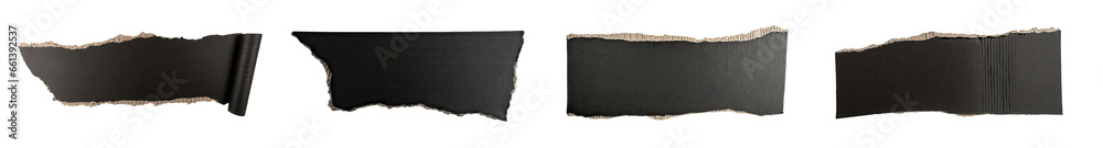 Tissue Paper Rip ภาพประกอบสต็อก Collection of black paper ripped messages torn with copy ...