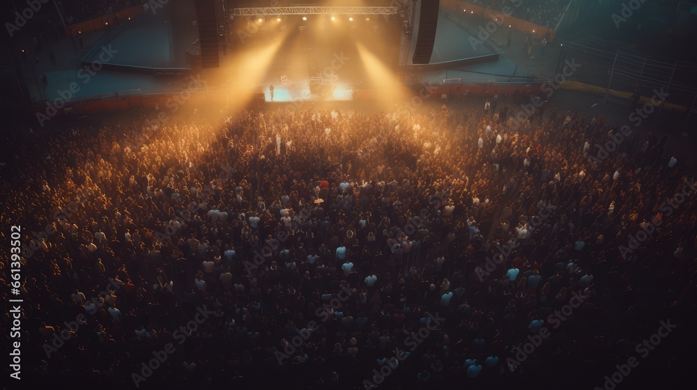 Obraz premium Crowd of people watching concert, AI generated Image