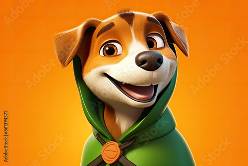 Petfluencers - The Canine Protector of the Underprivileged, Emulating Robin Hood's Spirit on Orange Background