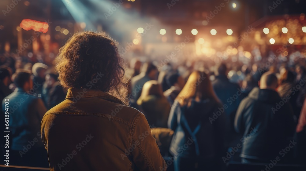 Crowd of people watching concert, AI generated Image